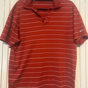 Nike Golf Men's Red Striped Polo Shirt